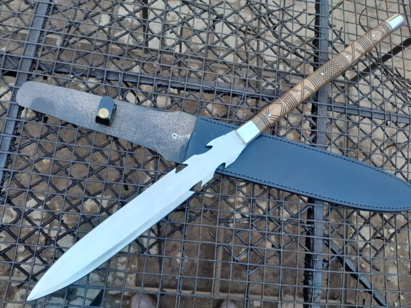 Custom handmade D2 tool steel viking spear combat knife survival spear