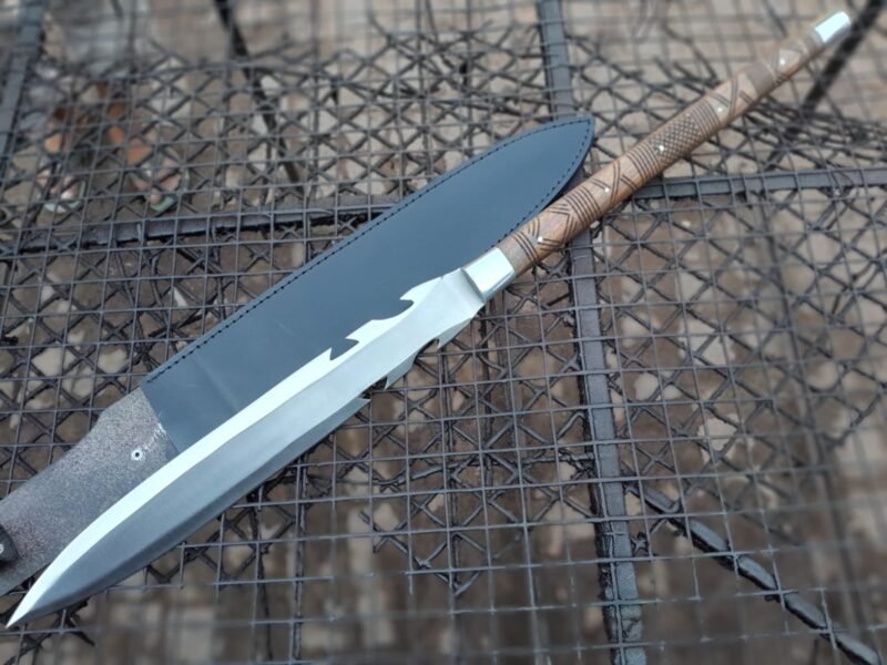 Custom handmade D2 tool steel viking spear combat knife survival spear