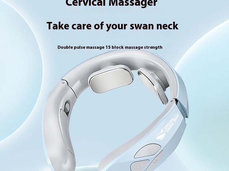 Electric Neck Massager EMS Pulse Rechargeable USB Cervical Traction Therapy Massage Stimulator Pain Relief Heating Function