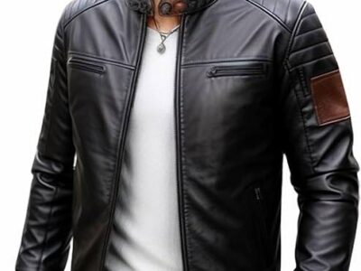 Biker Men's Real Genuine Sheepskin Leather Jackets Motorcycle- Vintage Stylish & Trendy, Slim Fit PU Collar, Fall/Winter (Price will be in $)