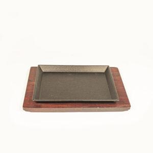 Square Sizzler With Wooden Base