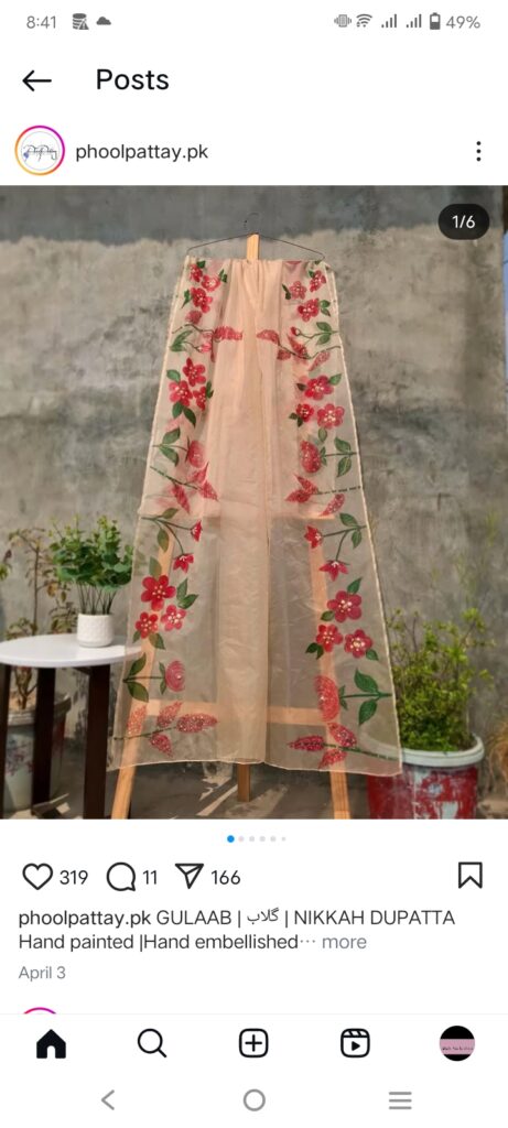 Handpainted organza duppata